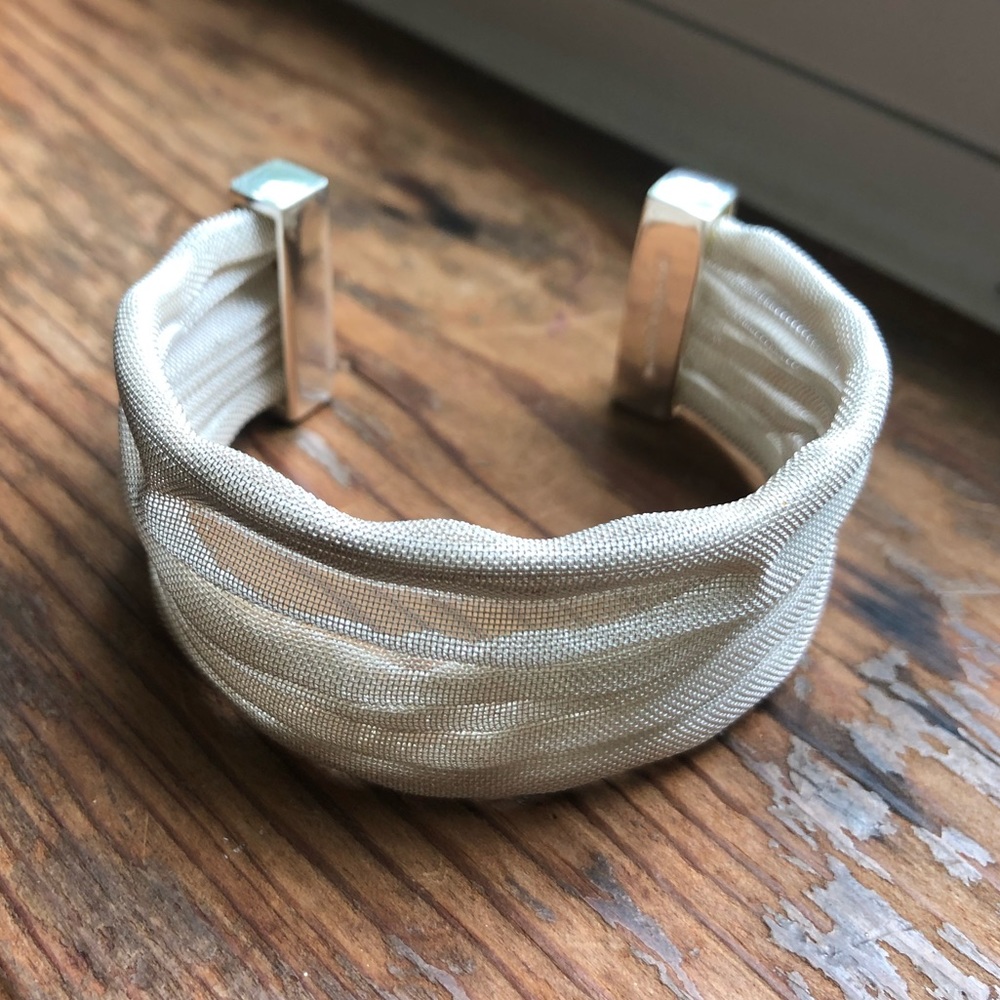 Rustic Cuff Silver Mesh Metal Cuff